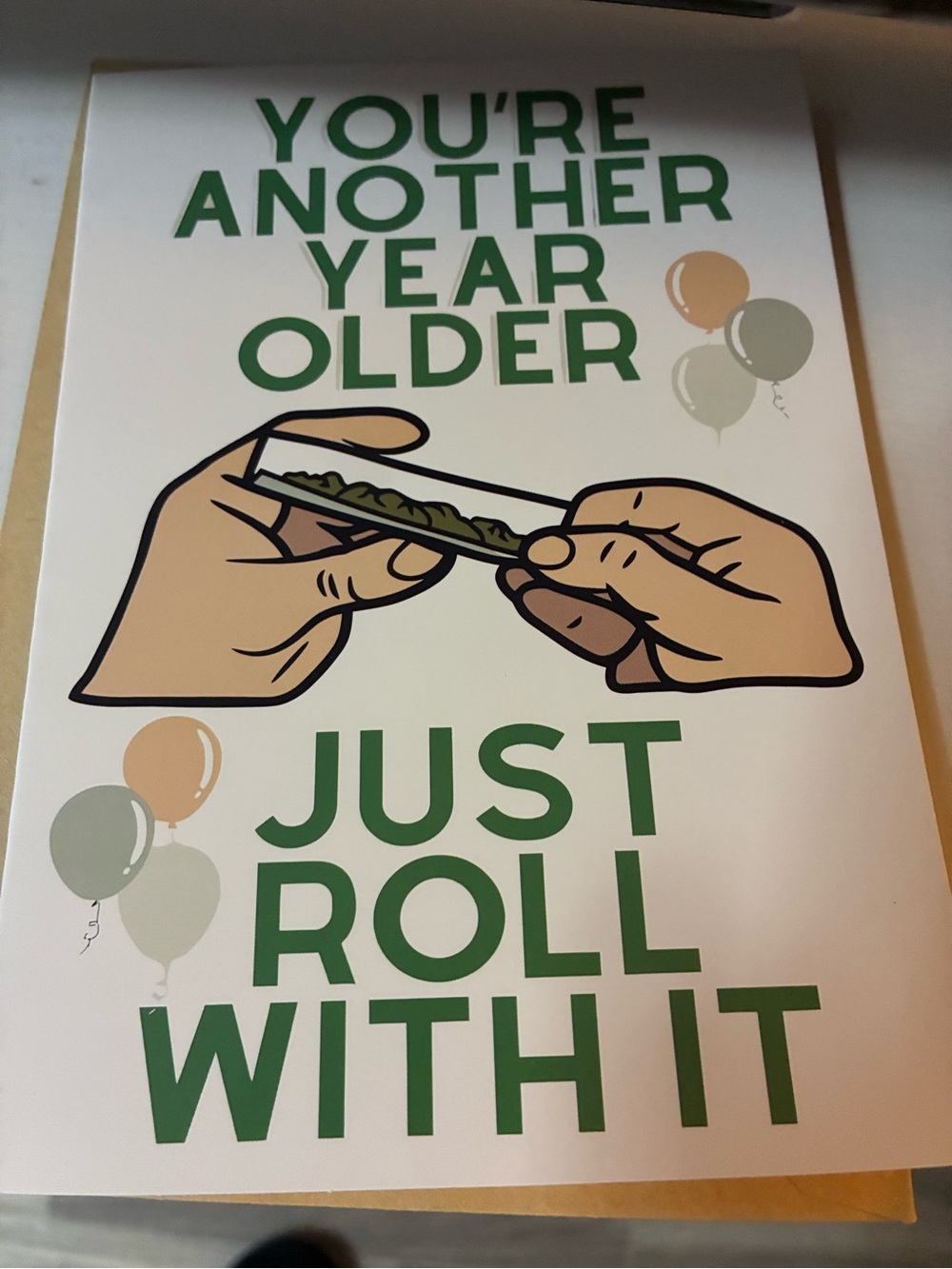 Birthday Card- Green "Just Roll With It"